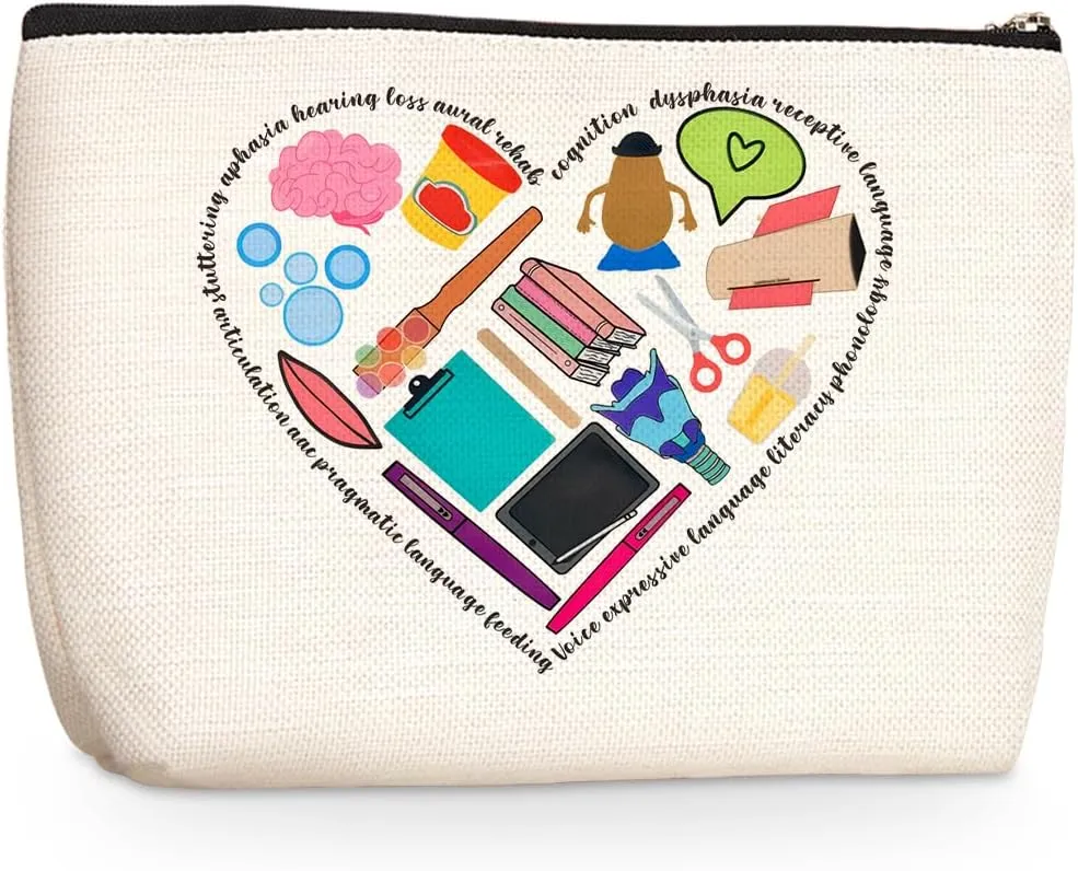 Speech Therapy Gifts Speech Therapist Gift Funny Makeup Bag SLP Gifts for Speech Language Pathologist Appreciation Gifts for Women Coworker Her Friend Cosmetic Bag travel pouch Christmas Birthday