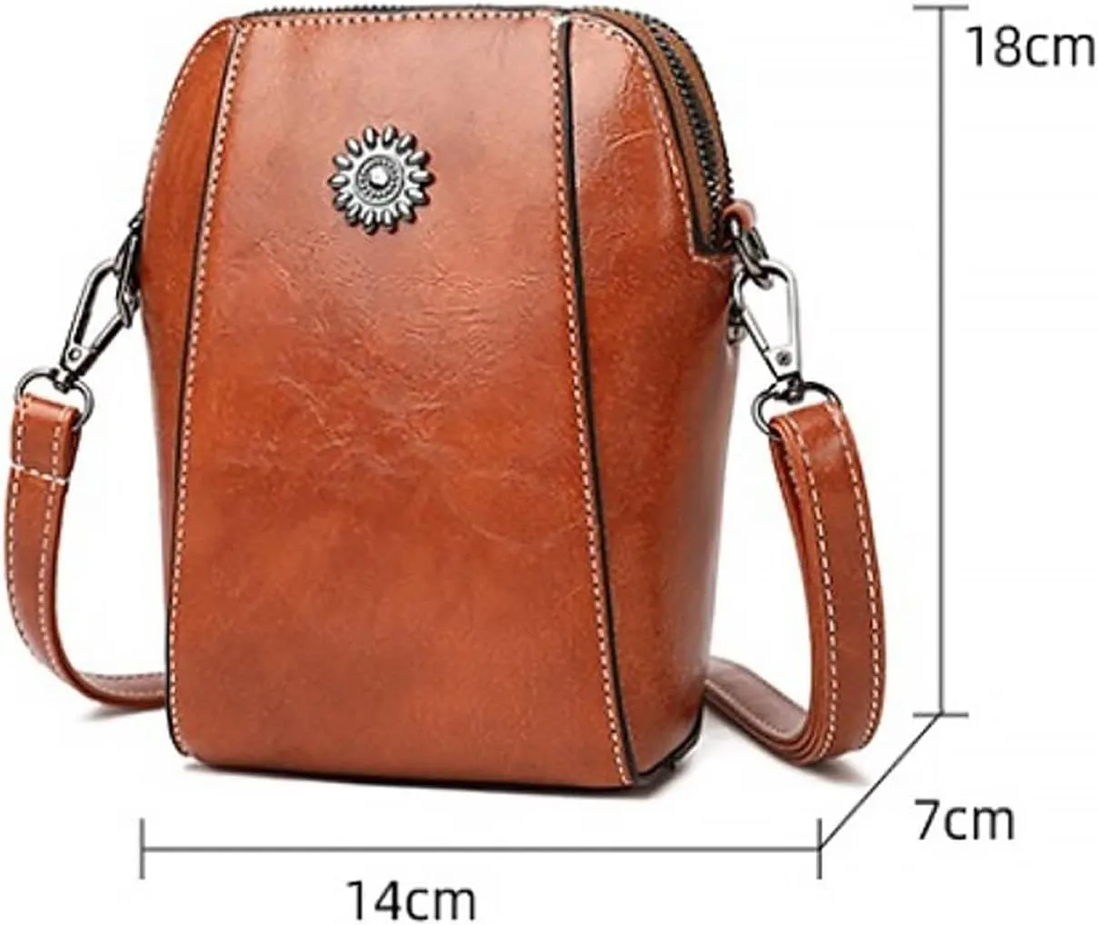 Stand Up Mobile Phone Bags Leather Clutch Bag Women's Vintage Crossbody Bag Messenger Bags Shoulder (Red, One Size)