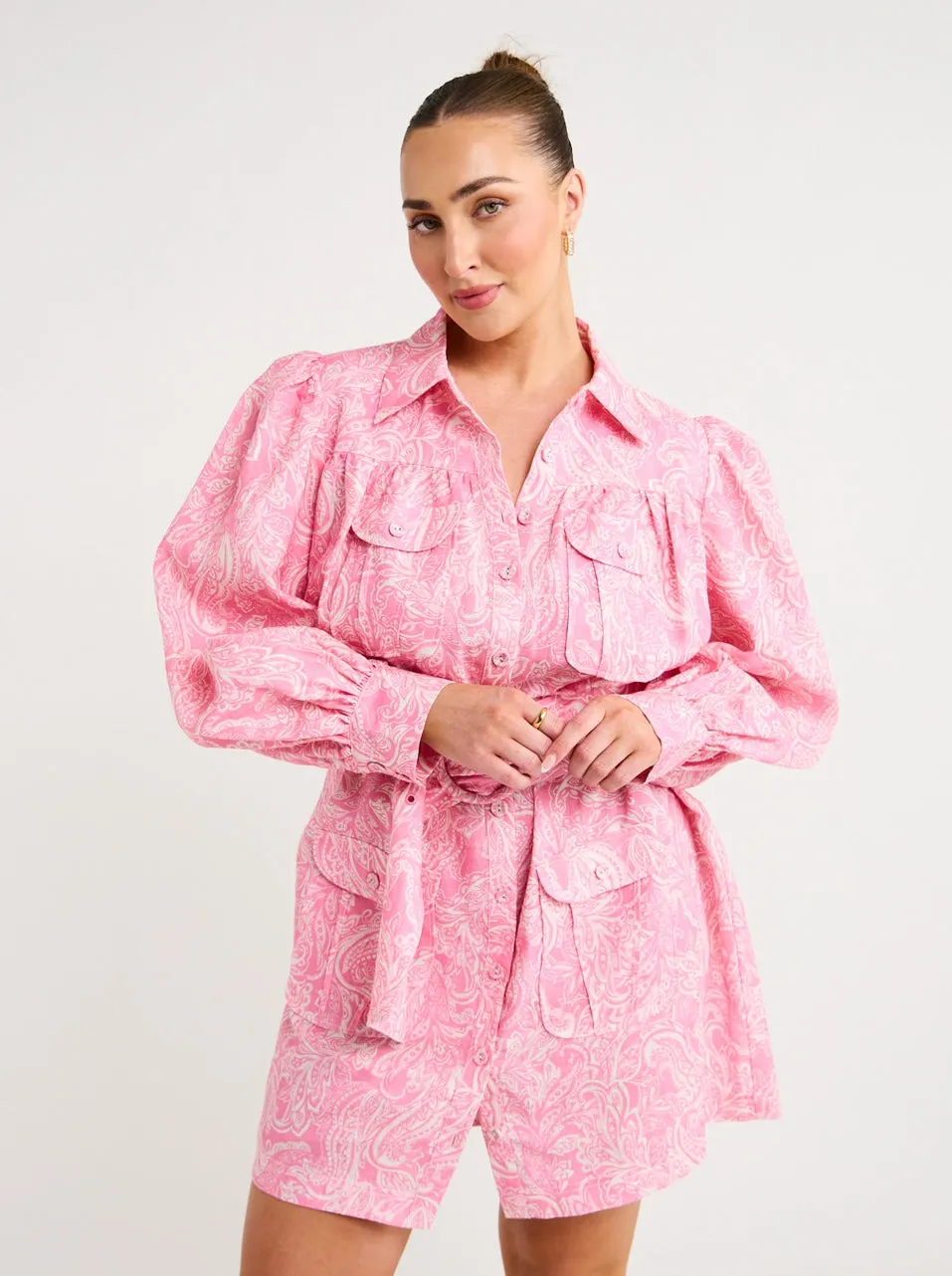 Steele Isabella Dress in Pink Paisley