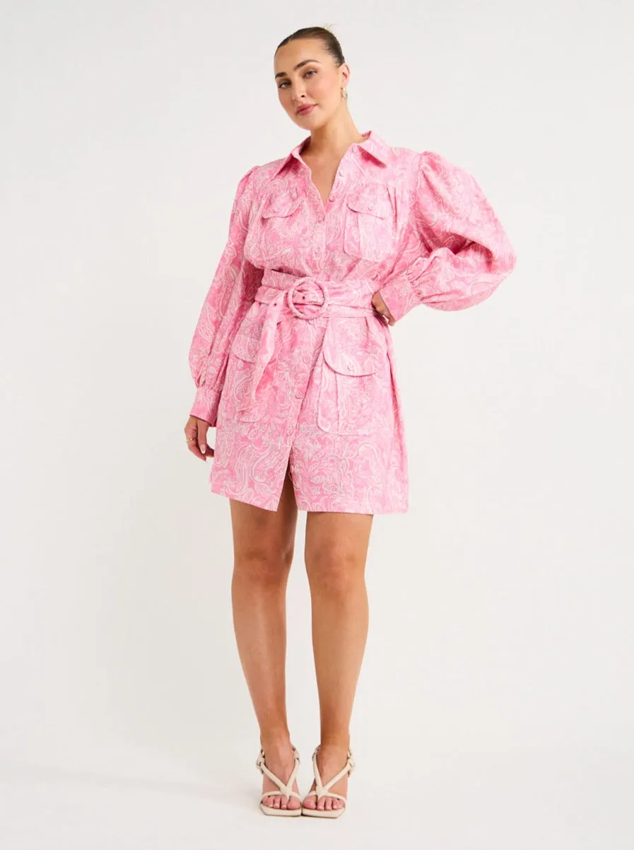 Steele Isabella Dress in Pink Paisley