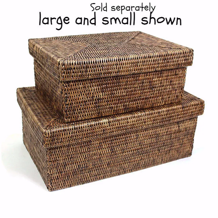 Storage Lid Rectangular Small 14x10x6"H - Antique Brown