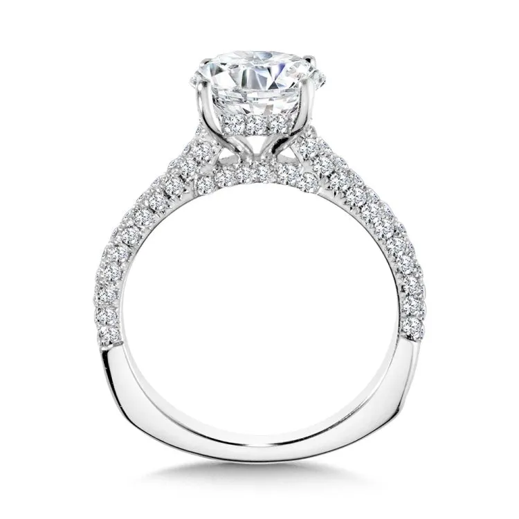 Straight Pave-Set Hidden Halo Diamond Engagement Ring