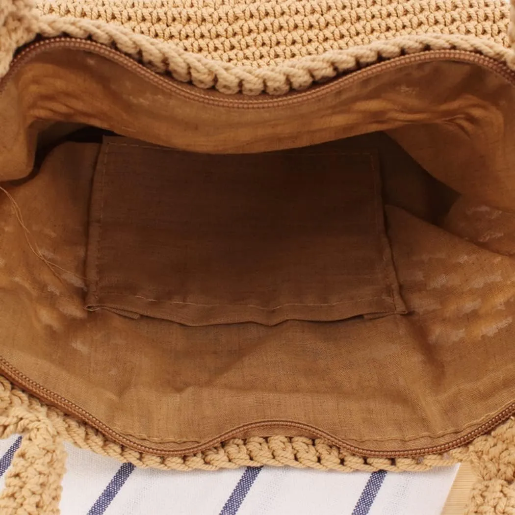 Straw Bags for Women Handwoven Tote Summer Straw Handbag Beach Weave Bag Boho Style Shoulder Bags