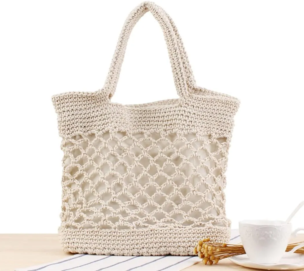 Straw Bags for Women Handwoven Tote Summer Straw Handbag Beach Weave Bag Boho Style Shoulder Bags