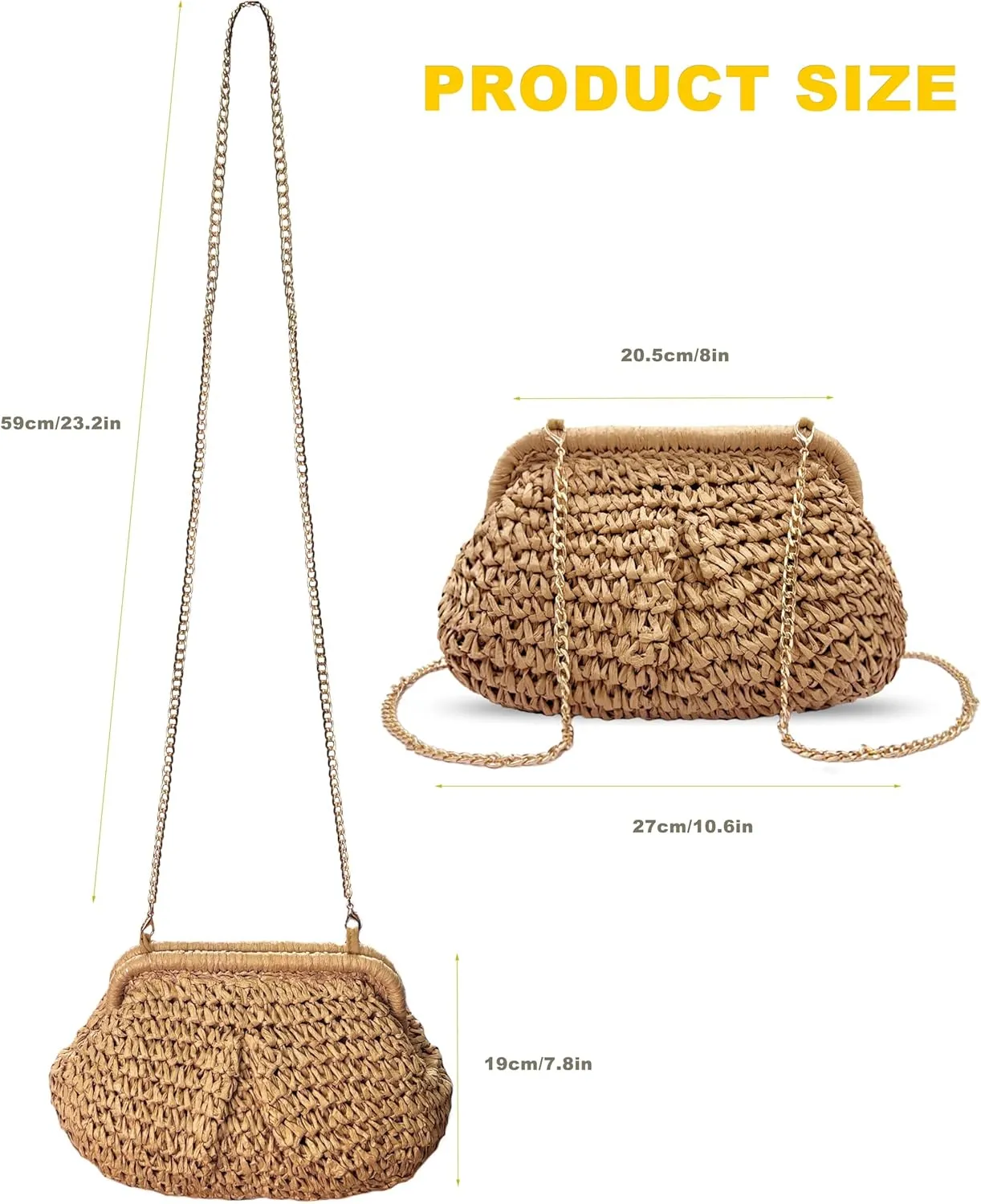 Straw Clutch Purses for Women Crossbody Vacation Handbags Woven Boho Pouch Bags Summer Beach Evening Bags