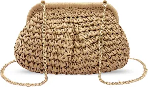 Straw Clutch Purses for Women Crossbody Vacation Handbags Woven Boho Pouch Bags Summer Beach Evening Bags