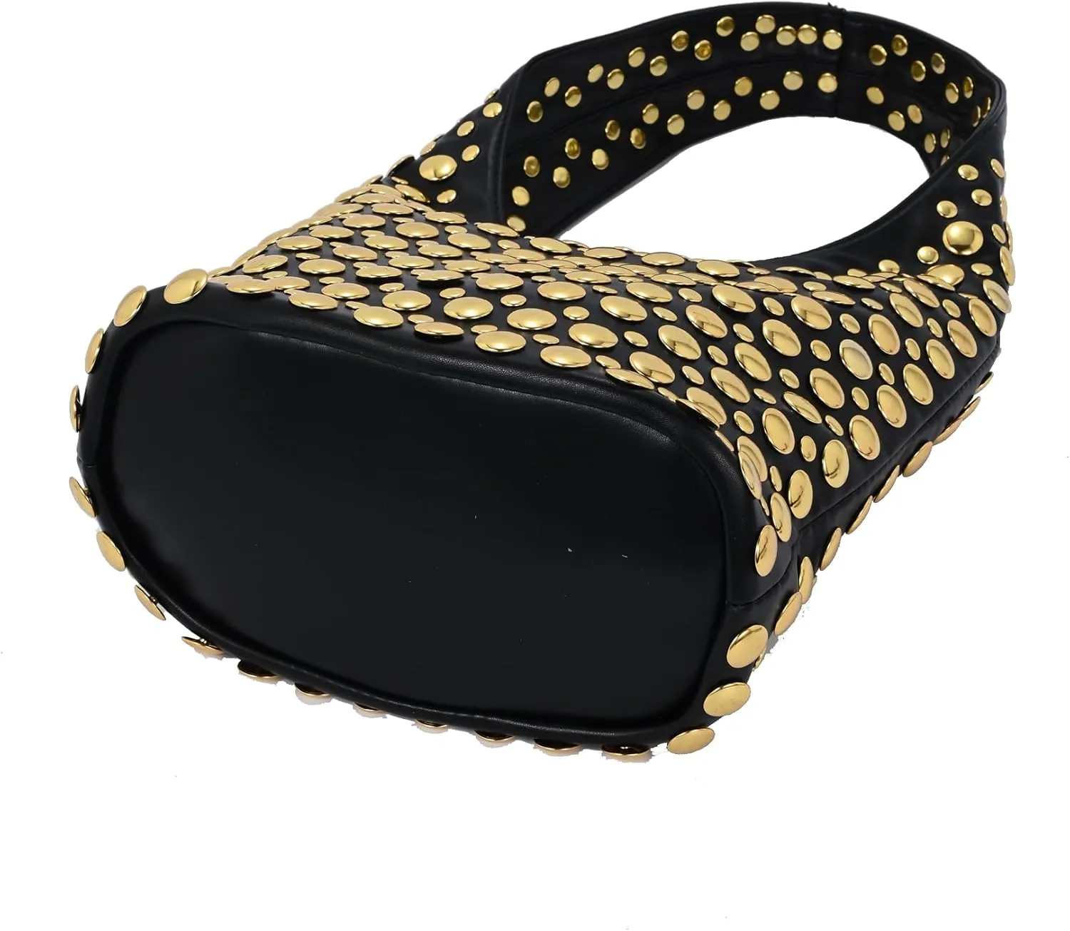 Stylish Studded Hobo Bag Y2K Rivets Bucket Purse for Women Trendy Small Shoulder Tote Handbag