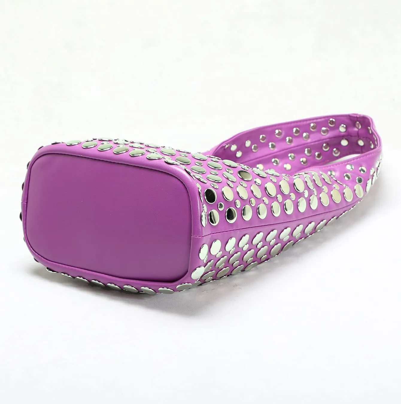 Stylish Studded Hobo Bag Y2K Rivets Bucket Purse for Women Trendy Small Shoulder Tote Handbag