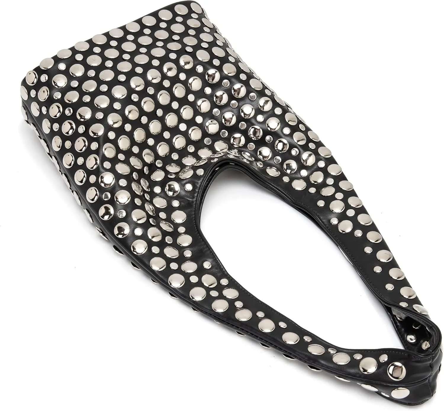 Stylish Studded Hobo Bag Y2K Rivets Bucket Purse for Women Trendy Small Shoulder Tote Handbag