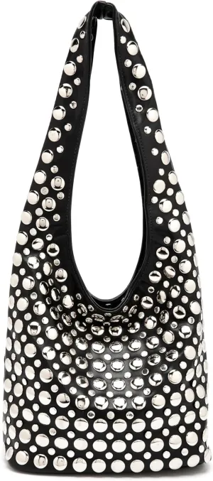 Stylish Studded Hobo Bag Y2K Rivets Bucket Purse for Women Trendy Small Shoulder Tote Handbag