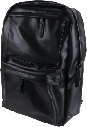 SUPVOX Stylish Solid Color Leather Backpack for Men Vintage Travel Rucksack Versatile Shoulder Bag Black for Daily Use and Travel
