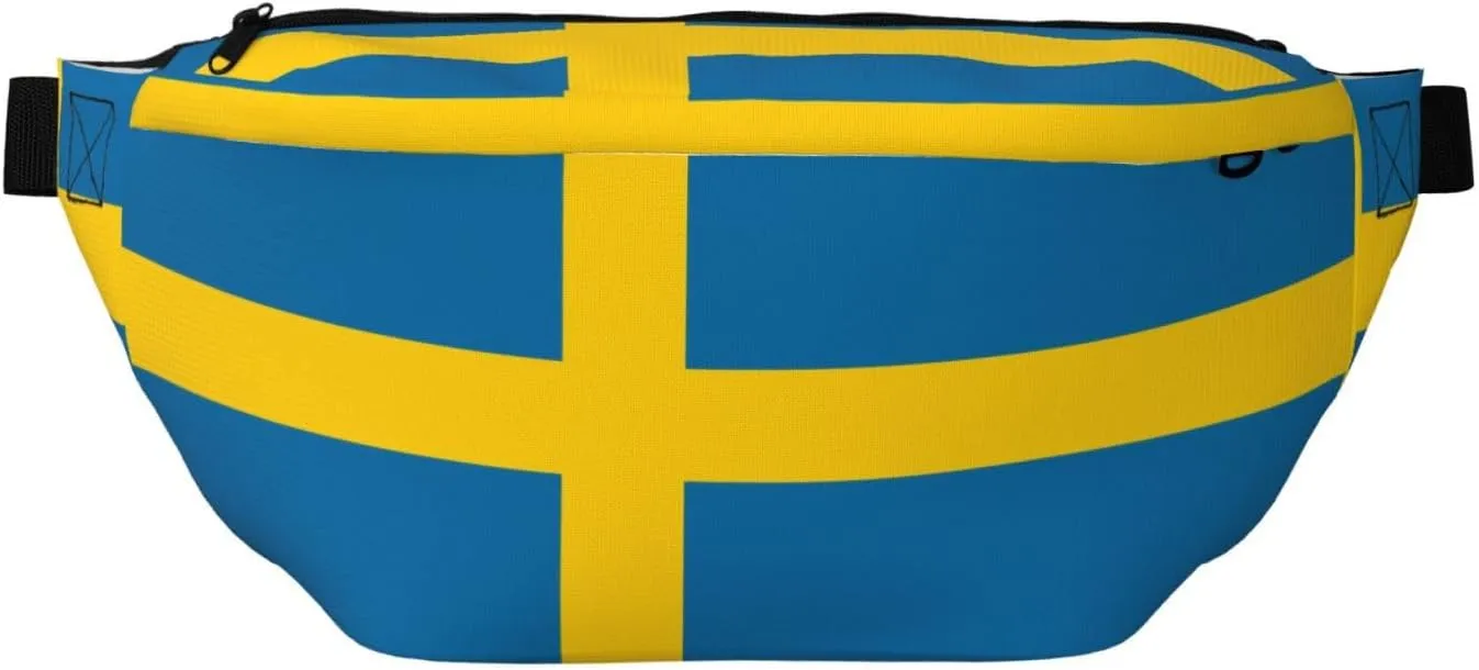 Swedish Flag Stylish Crossbody Waist Pack - Versatile And Compact Travel Pouch For Hands-Free Storage