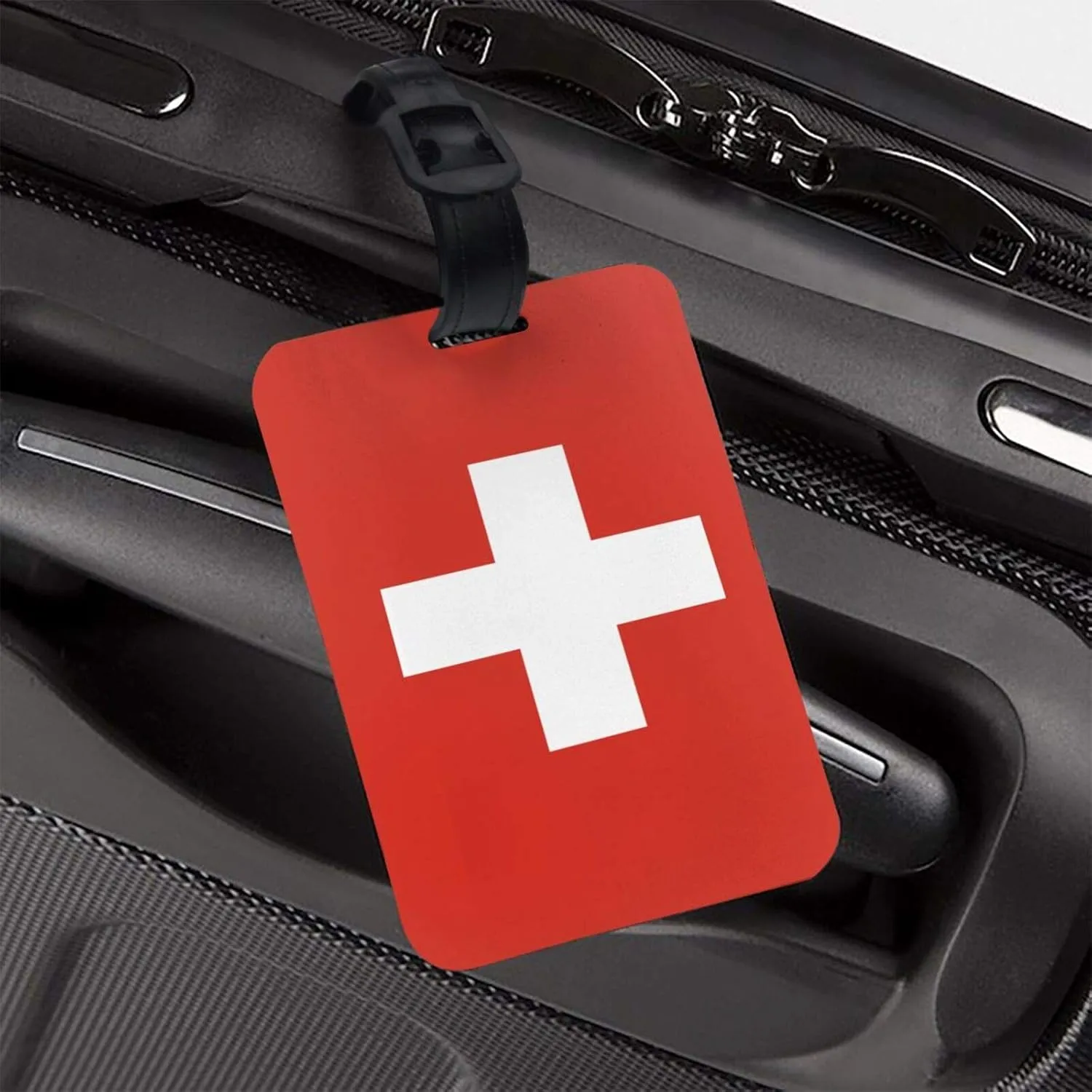 Swiss Flag PVC Luggage Tag Suitcase Tag Id Tag and Back Privacy Protection