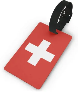 Swiss Flag PVC Luggage Tag Suitcase Tag Id Tag and Back Privacy Protection