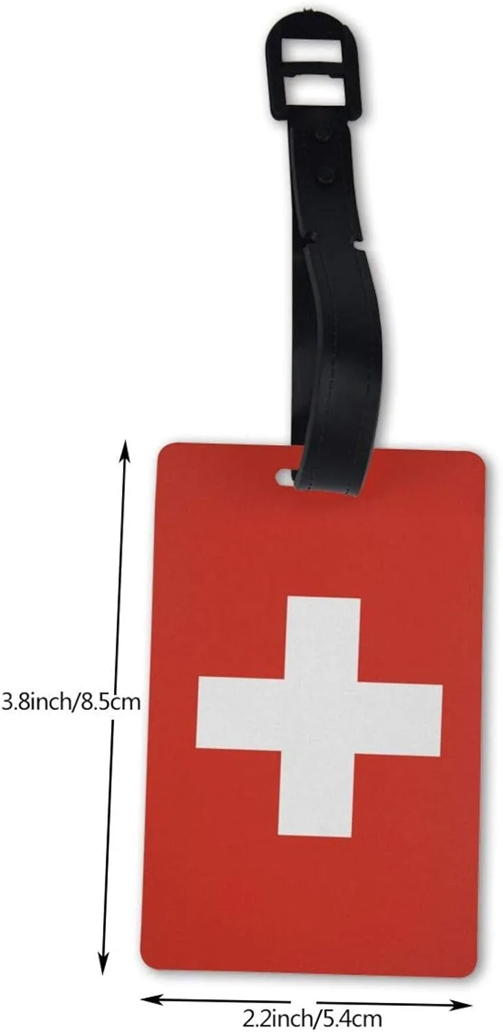 Swiss Flag PVC Luggage Tag Suitcase Tag Id Tag and Back Privacy Protection