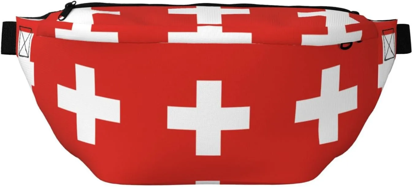 Swiss Flag Stylish Crossbody Waist Pack - Versatile And Compact Travel Pouch For Hands-Free Storage