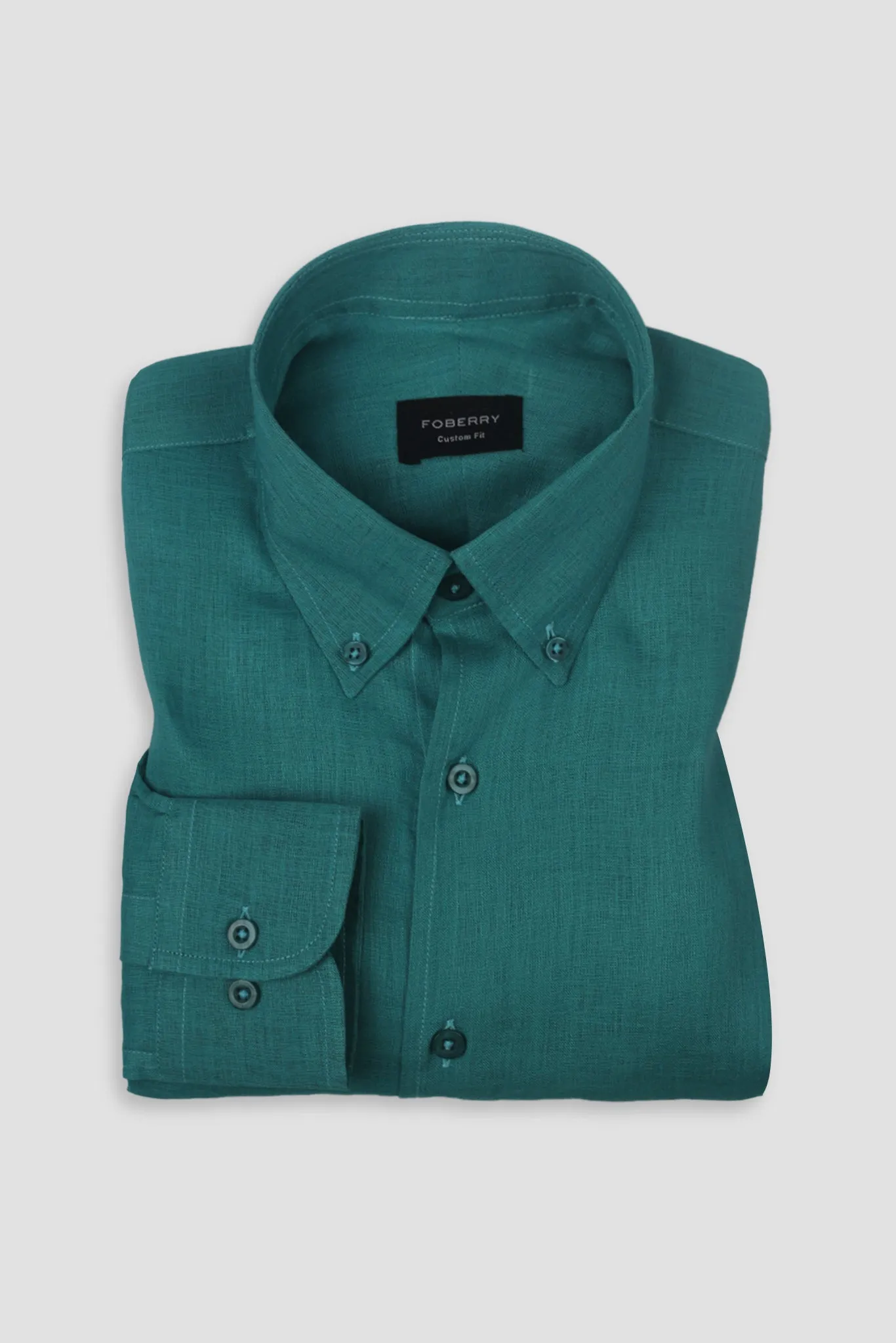 Teal Green Italian Linen Shirt
