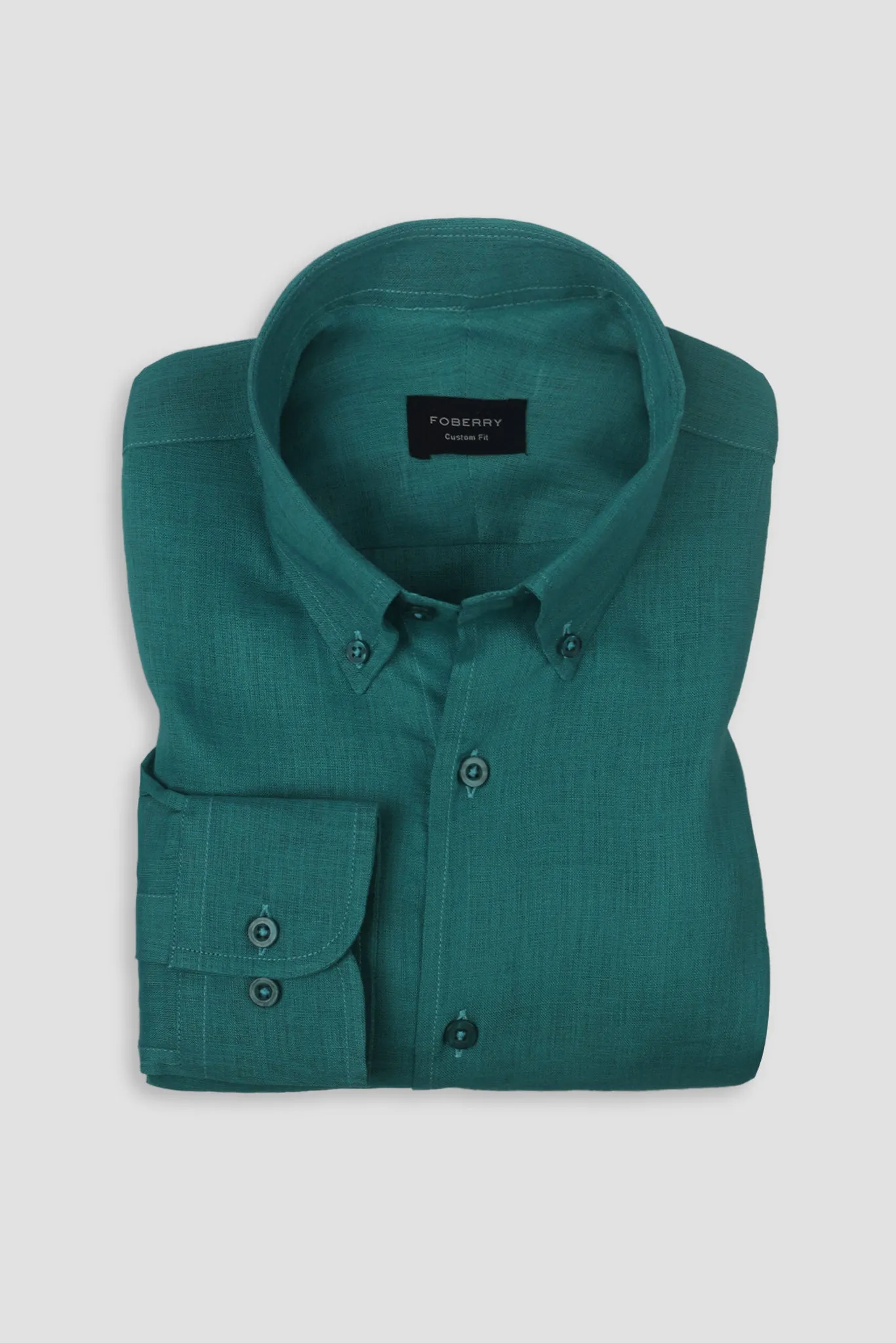 Teal Green Italian Linen Shirt