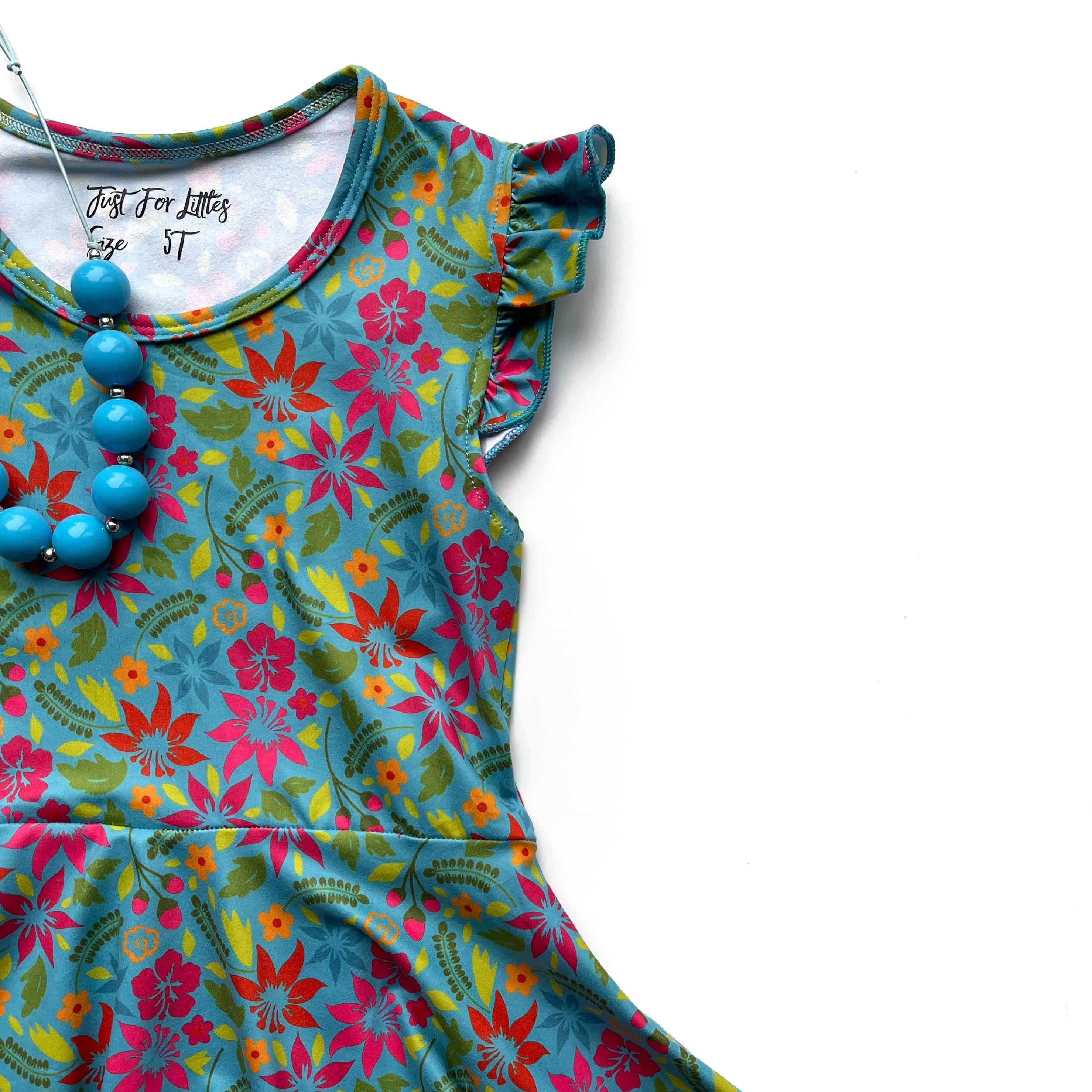Teal Hawaiian Twirl Dress