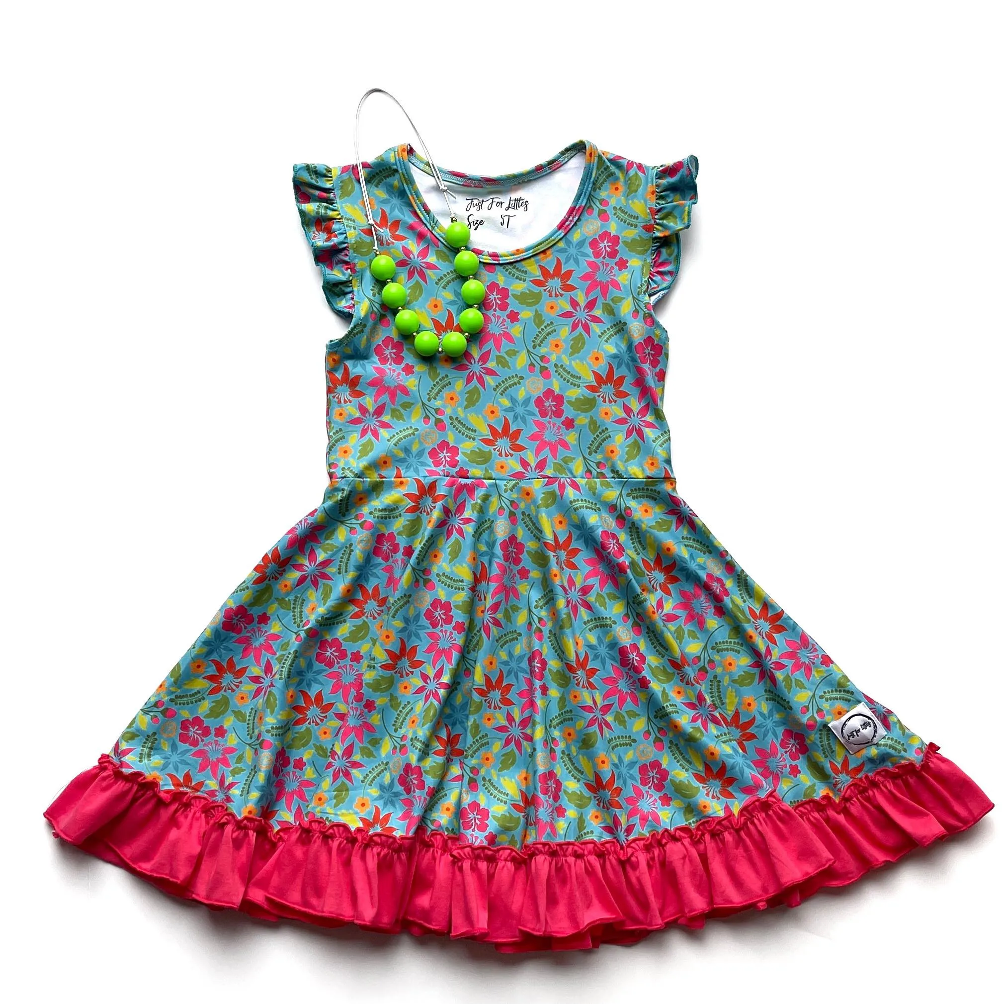 Teal Hawaiian Twirl Dress