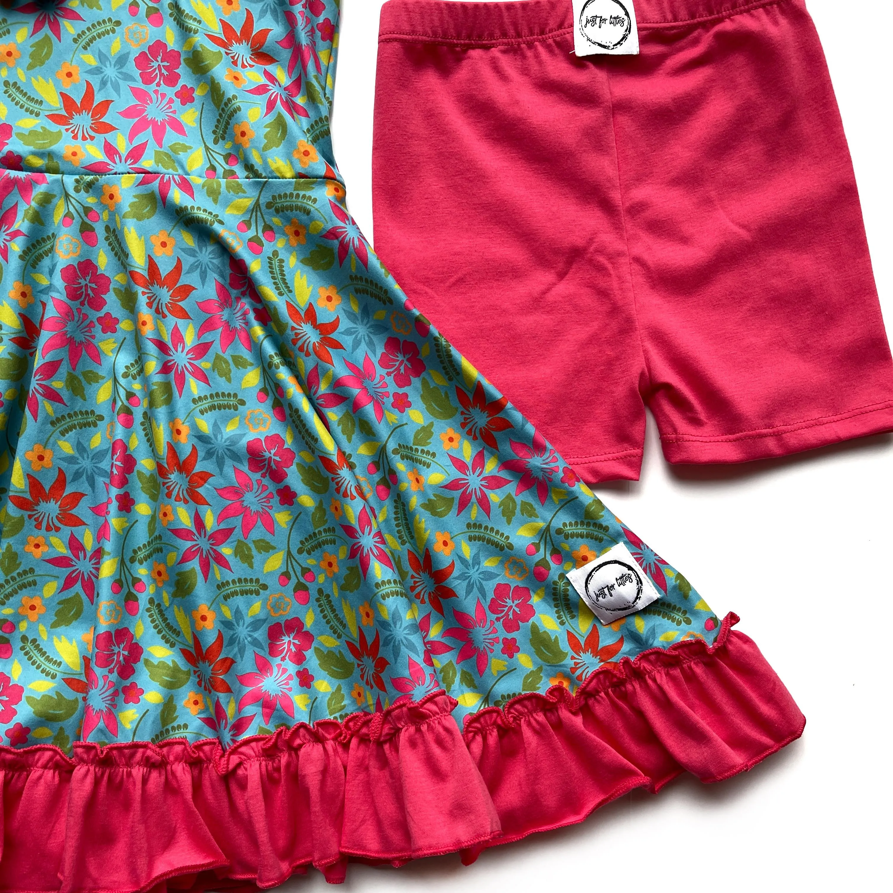 Teal Hawaiian Twirl Dress