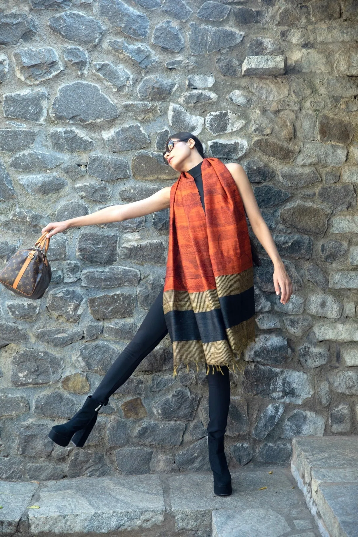 The 'Ginko Leaf' Tussar Silk Scarf