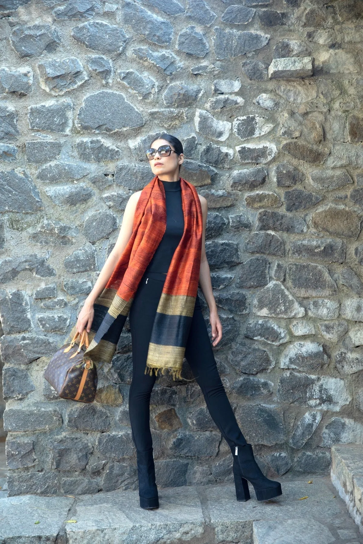 The 'Ginko Leaf' Tussar Silk Scarf