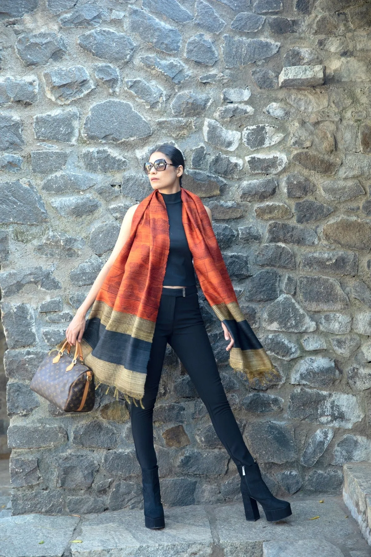 The 'Ginko Leaf' Tussar Silk Scarf