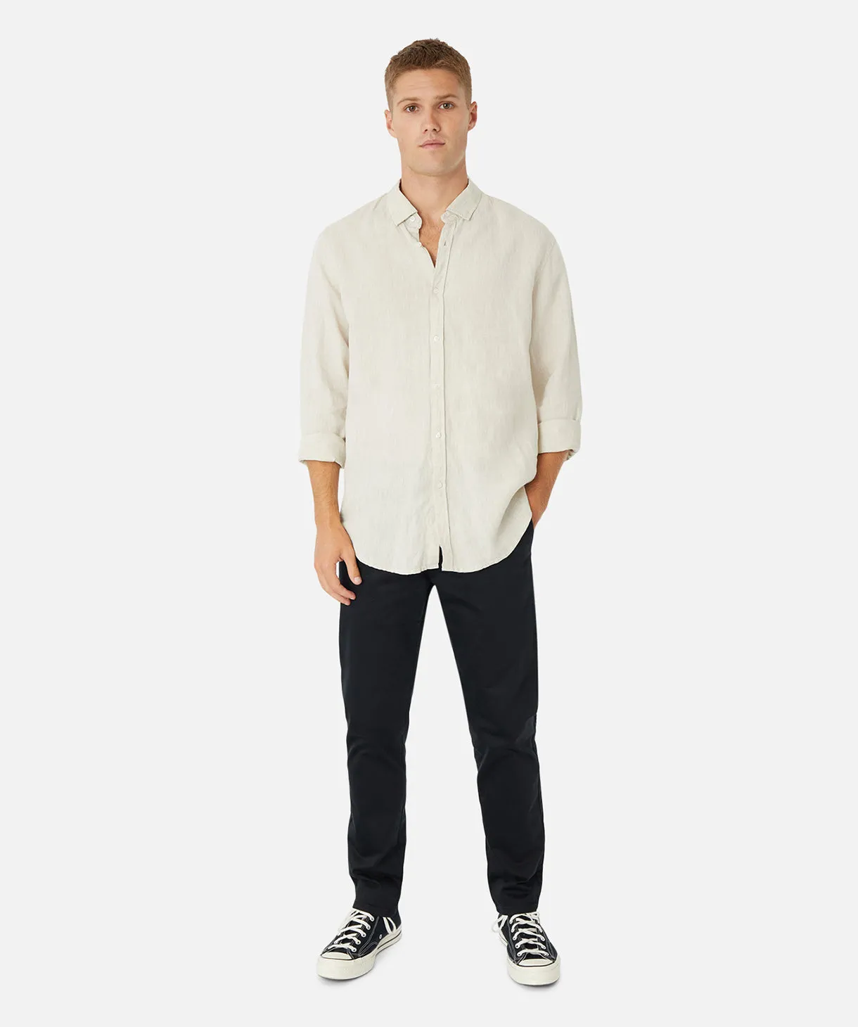 The Tennyson Linen L/s Shirt - Oatmeal