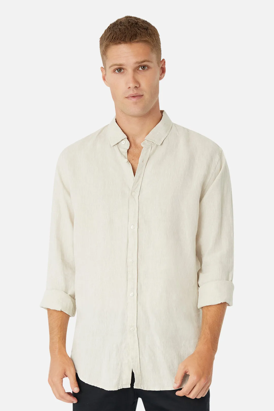 The Tennyson Linen L/s Shirt - Oatmeal