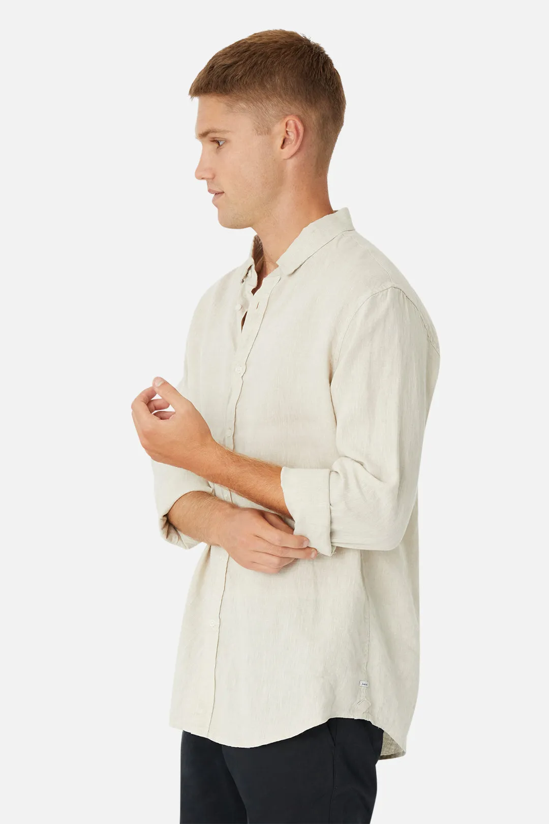 The Tennyson Linen L/s Shirt - Oatmeal