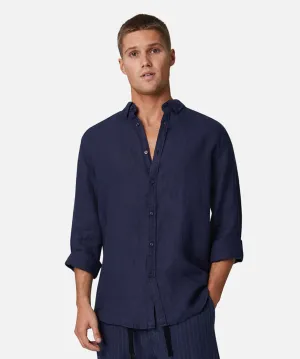The Tennyson Linen L/s Shirt - OD Navy