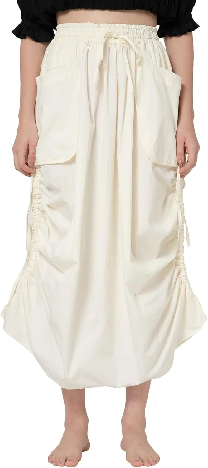 ThePirateDressing Women's 100% Cotton Maxi Boho Bohemian Hippie Gypsy Skirt with Side Hanging Pockets