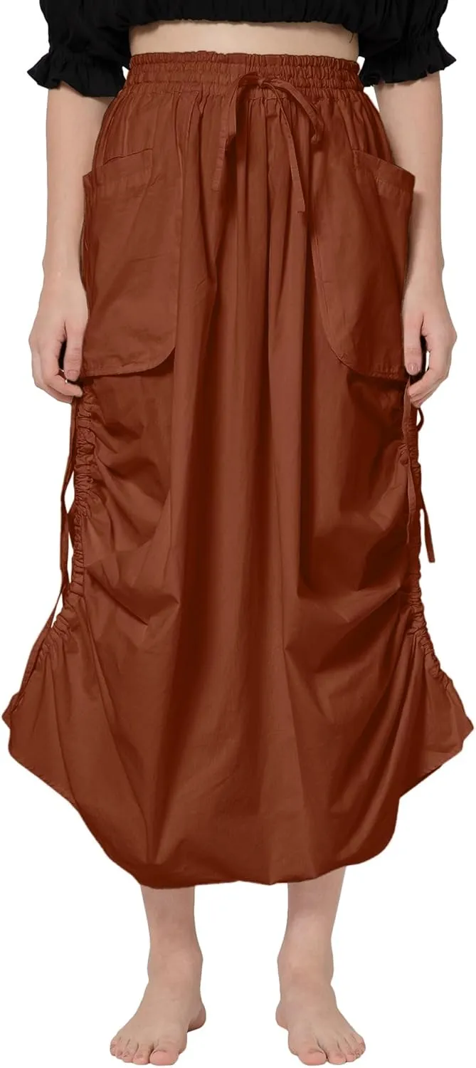 ThePirateDressing Women's 100% Cotton Maxi Boho Bohemian Hippie Gypsy Skirt with Side Hanging Pockets