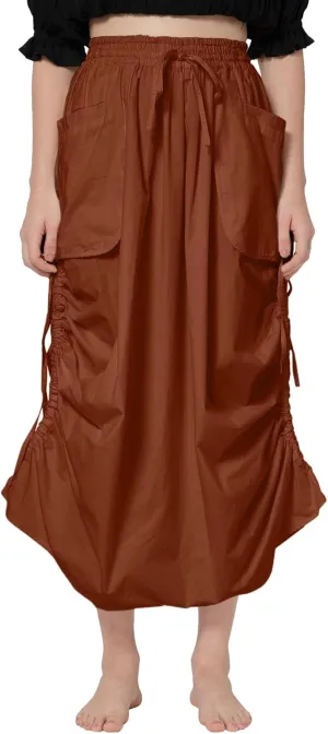 ThePirateDressing Women's 100% Cotton Maxi Boho Bohemian Hippie Gypsy Skirt with Side Hanging Pockets