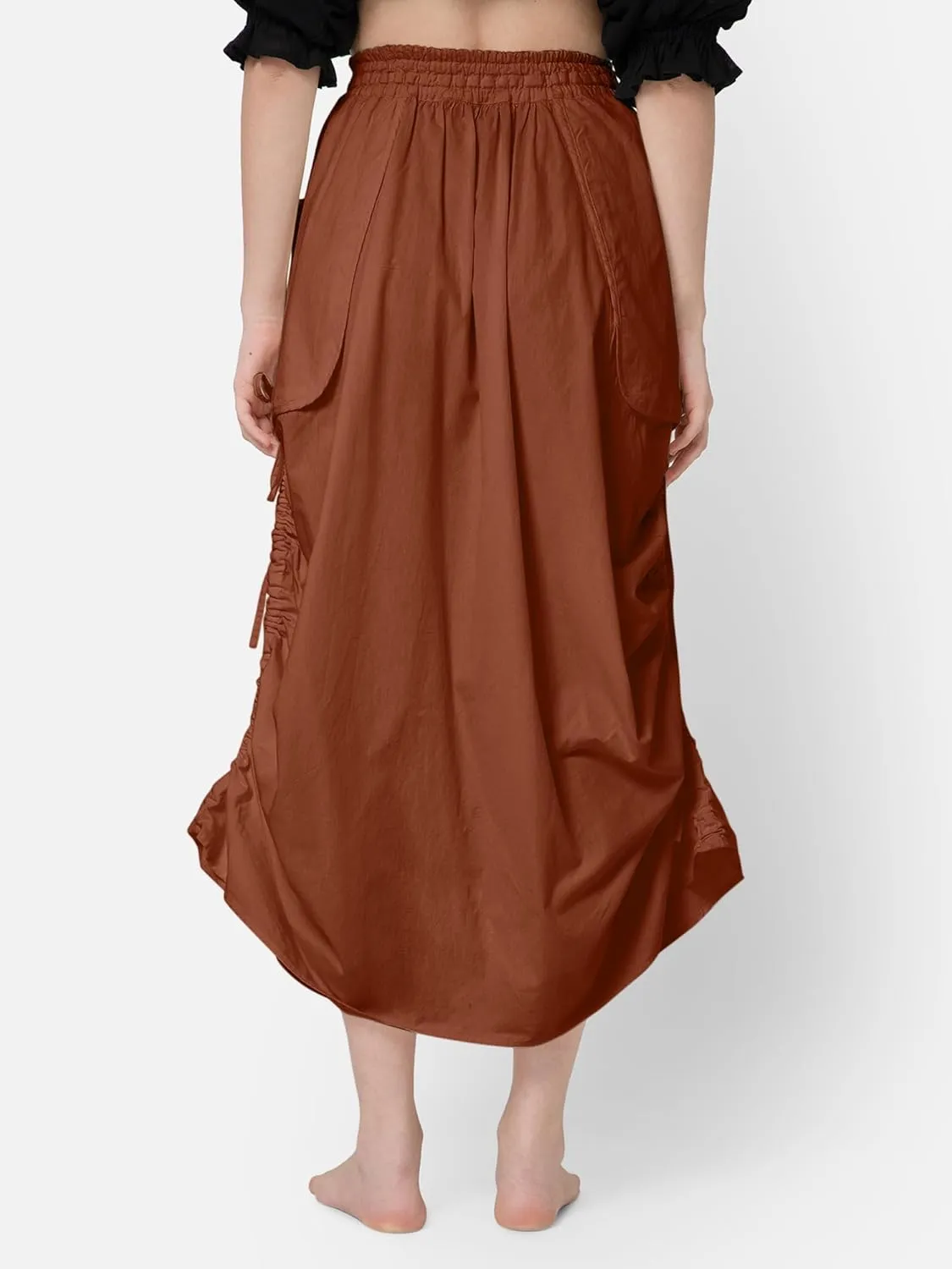 ThePirateDressing Women's 100% Cotton Maxi Boho Bohemian Hippie Gypsy Skirt with Side Hanging Pockets
