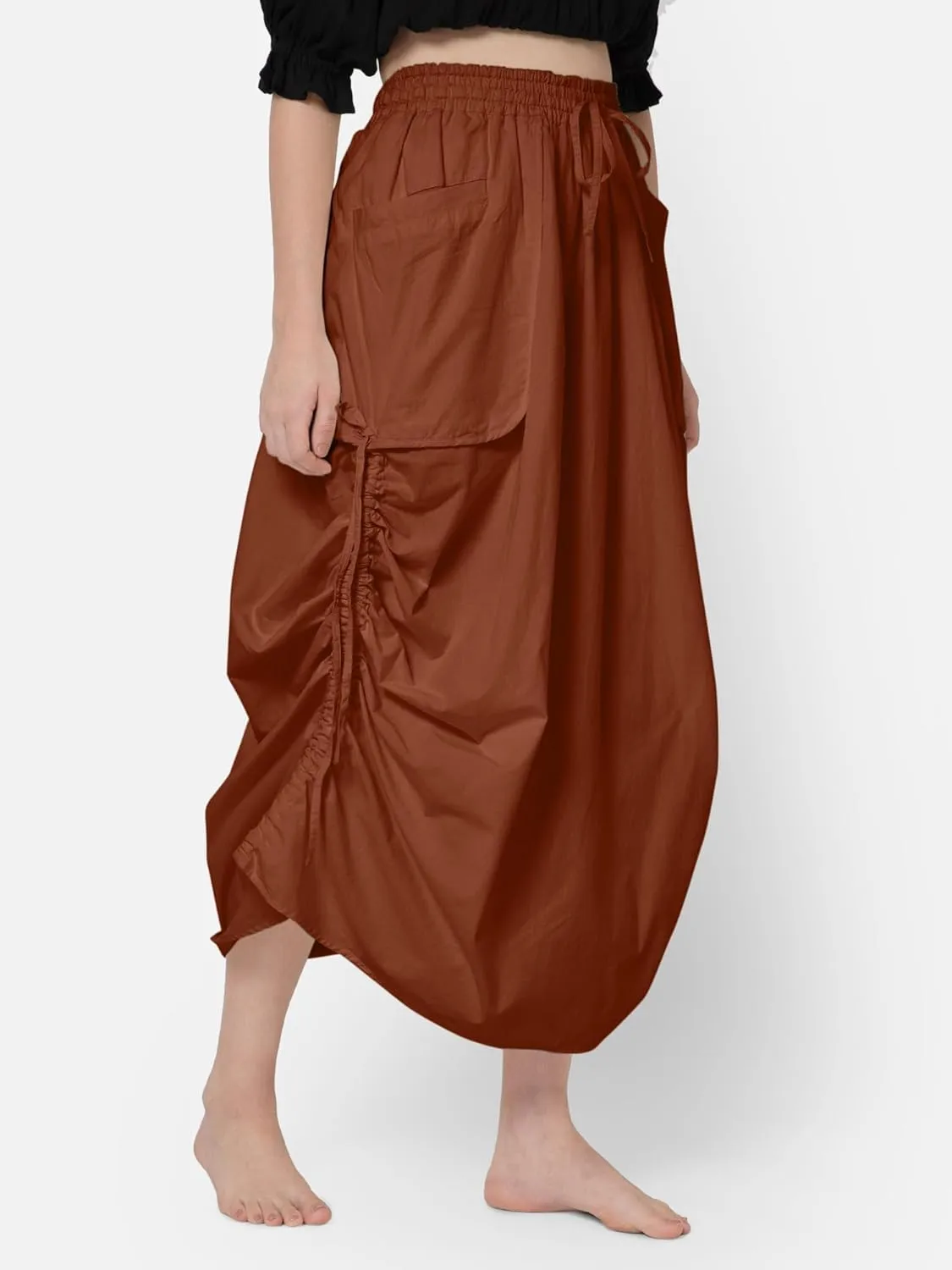ThePirateDressing Women's 100% Cotton Maxi Boho Bohemian Hippie Gypsy Skirt with Side Hanging Pockets