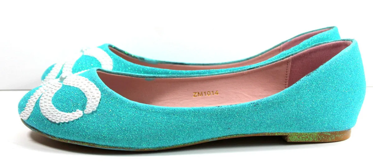 Tiffany Blue Flats with White Bows