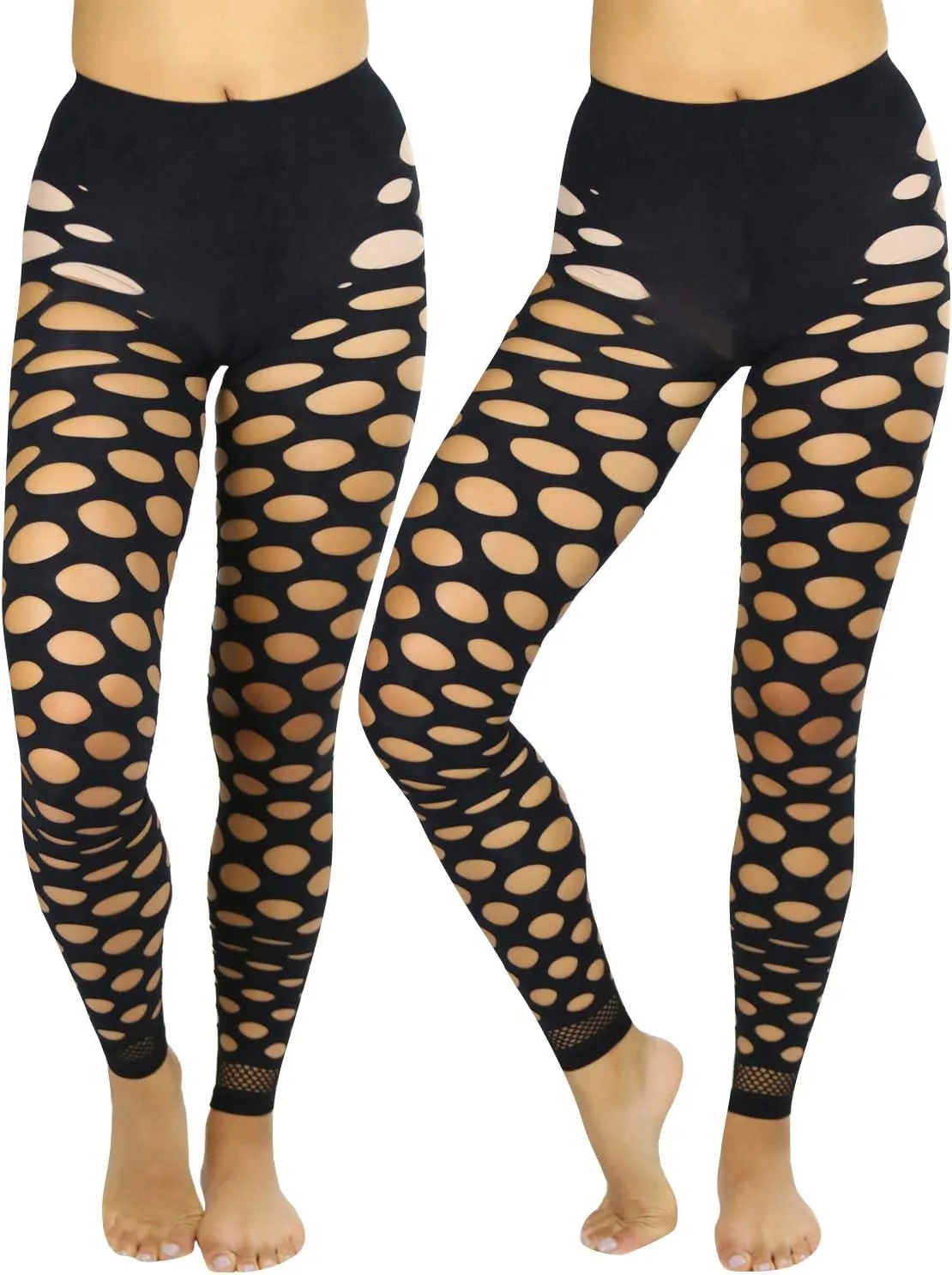 ToBeInStyle Women's Pothole & Slashed Footless Design Leggings