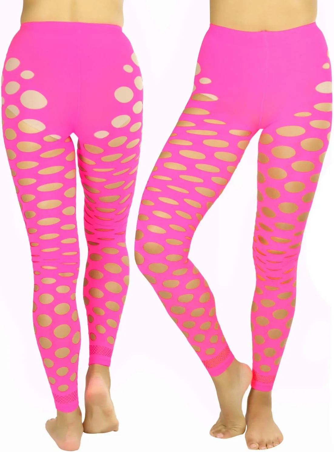 ToBeInStyle Women's Pothole & Slashed Footless Design Leggings