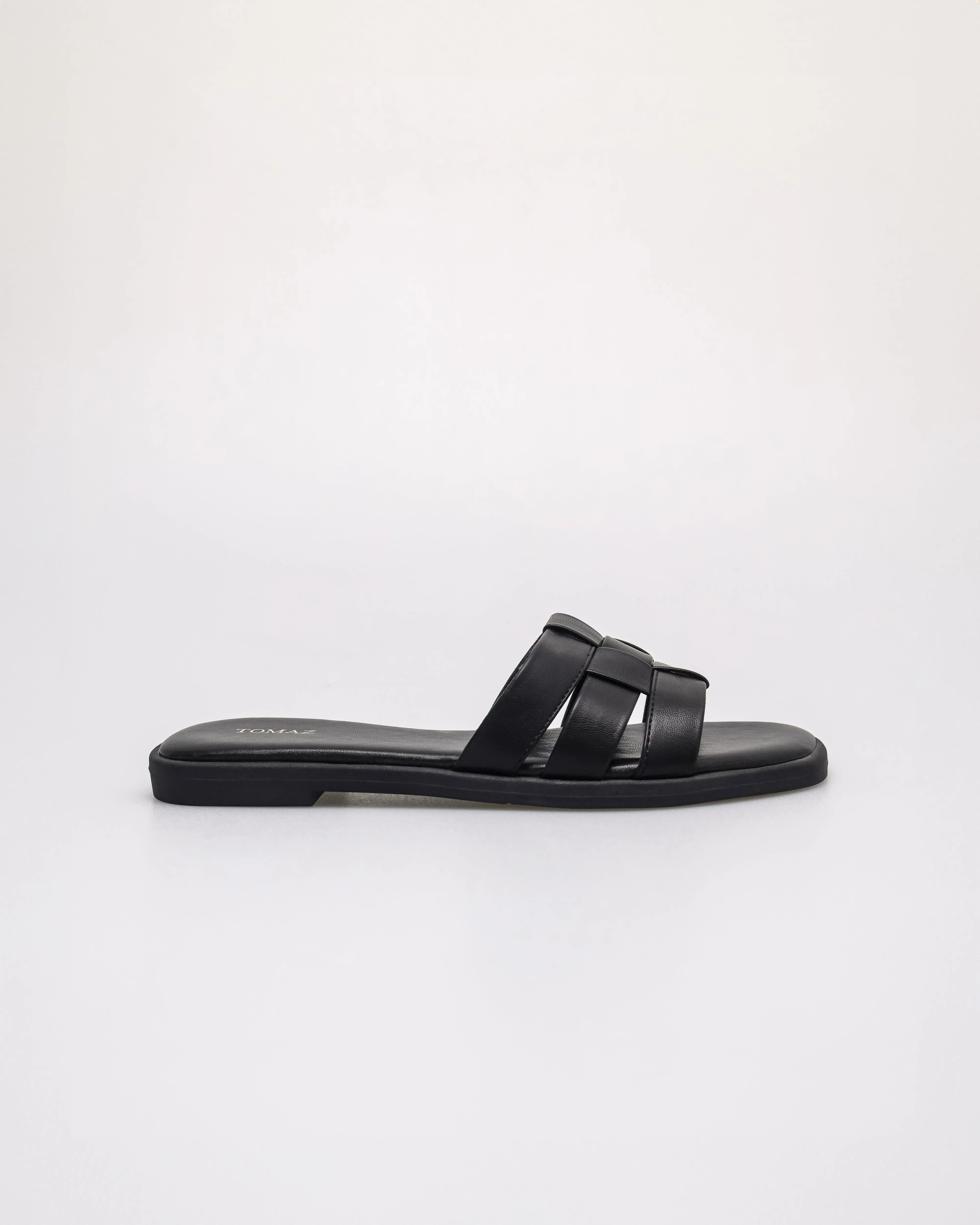 Tomaz YX224 Ladies Petite Weave Flats (Black)