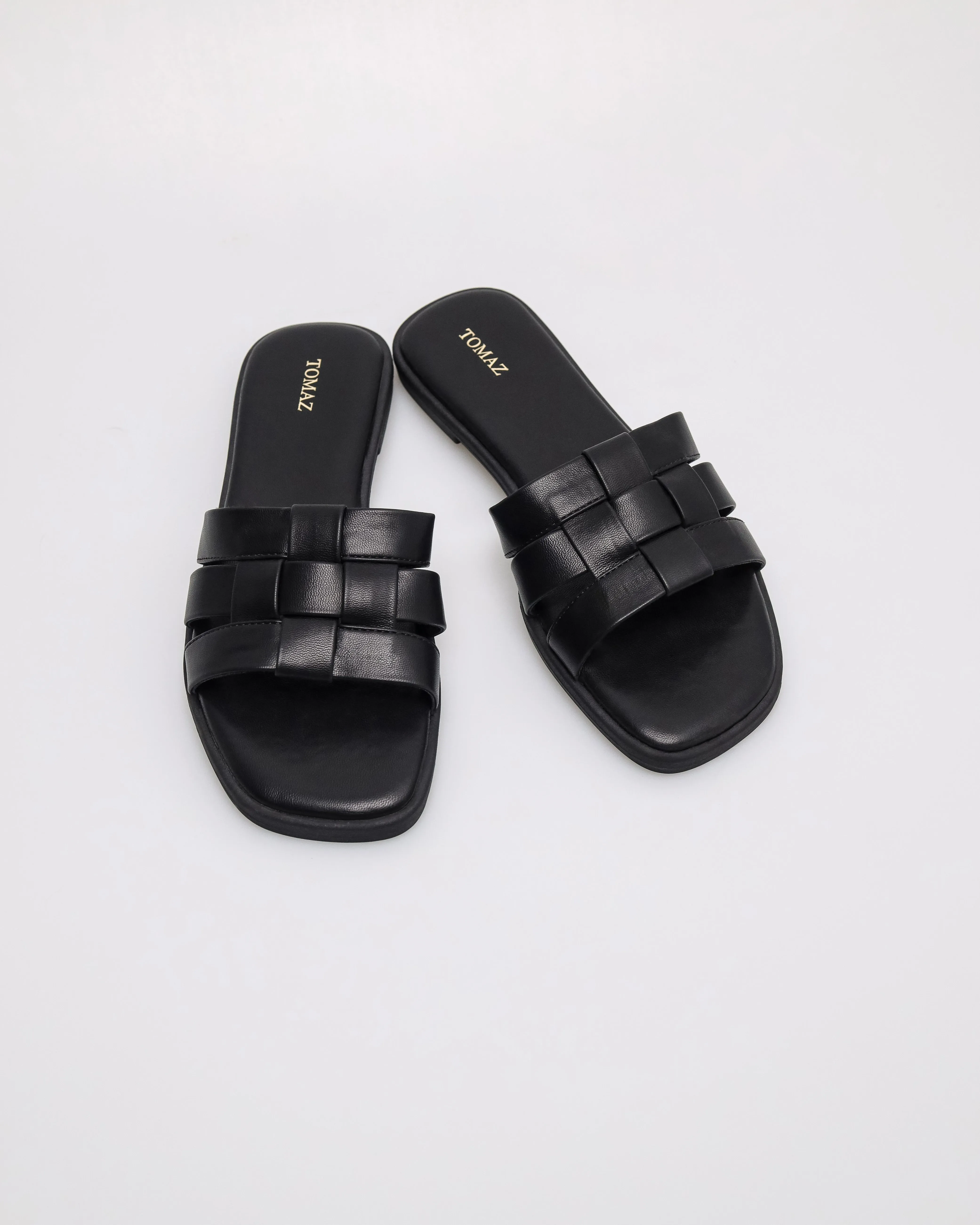 Tomaz YX224 Ladies Petite Weave Flats (Black)