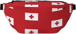 Tonga Flag Stylish Crossbody Waist Pack - Versatile And Compact Travel Pouch For Hands-Free Storage