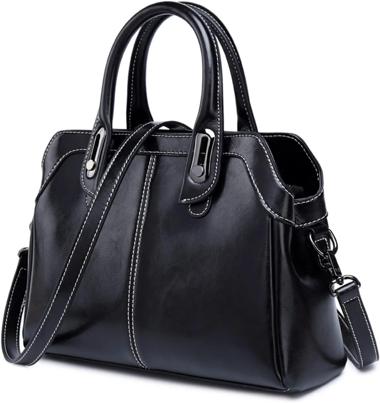 Top Handle Bags for Women Retro Genuine Leather Purses and Handbags Stitching Crossbody Tote Satchel Shoulder Bagsbag1025OWOISS