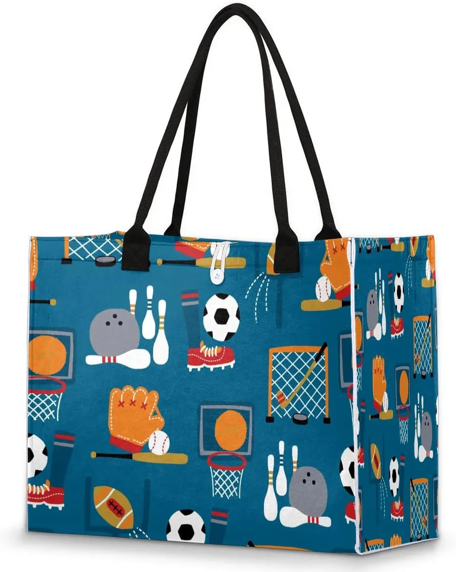 Tote Bag for Women Sports Football Football Bowling Large Beach Bag Reusable Grocery Bags Tote Bag for Work Shopping Travel Beach