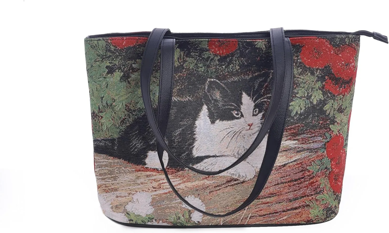 tote Bag for Women with Zipper and Pockets,Polyester Tote Bag Pattern Tote Purse Women Handbag Floral Tote Bag