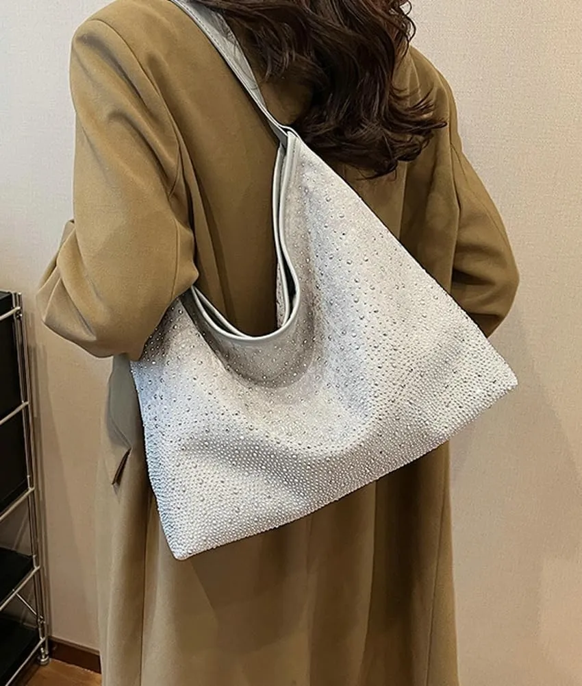 Tote Bags for Women Shiny Rhinestone Evening Hobo Bags Y2K Stylish Shoulder Handbag Satchel Purse with Zip