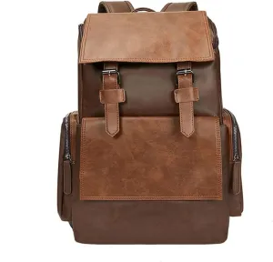 Travel Bags Cowhide Casual Daypack Laptop Bags Mens Leather Backpacks Briefcases Hiking Daypacks (Brown)