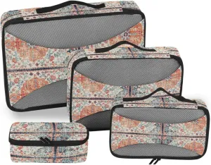 Travel Packing Cubes 4 Set Suitcase Organizer Travel Compartment Organizer Bags Pqcking Cubes Boho Ethnic
