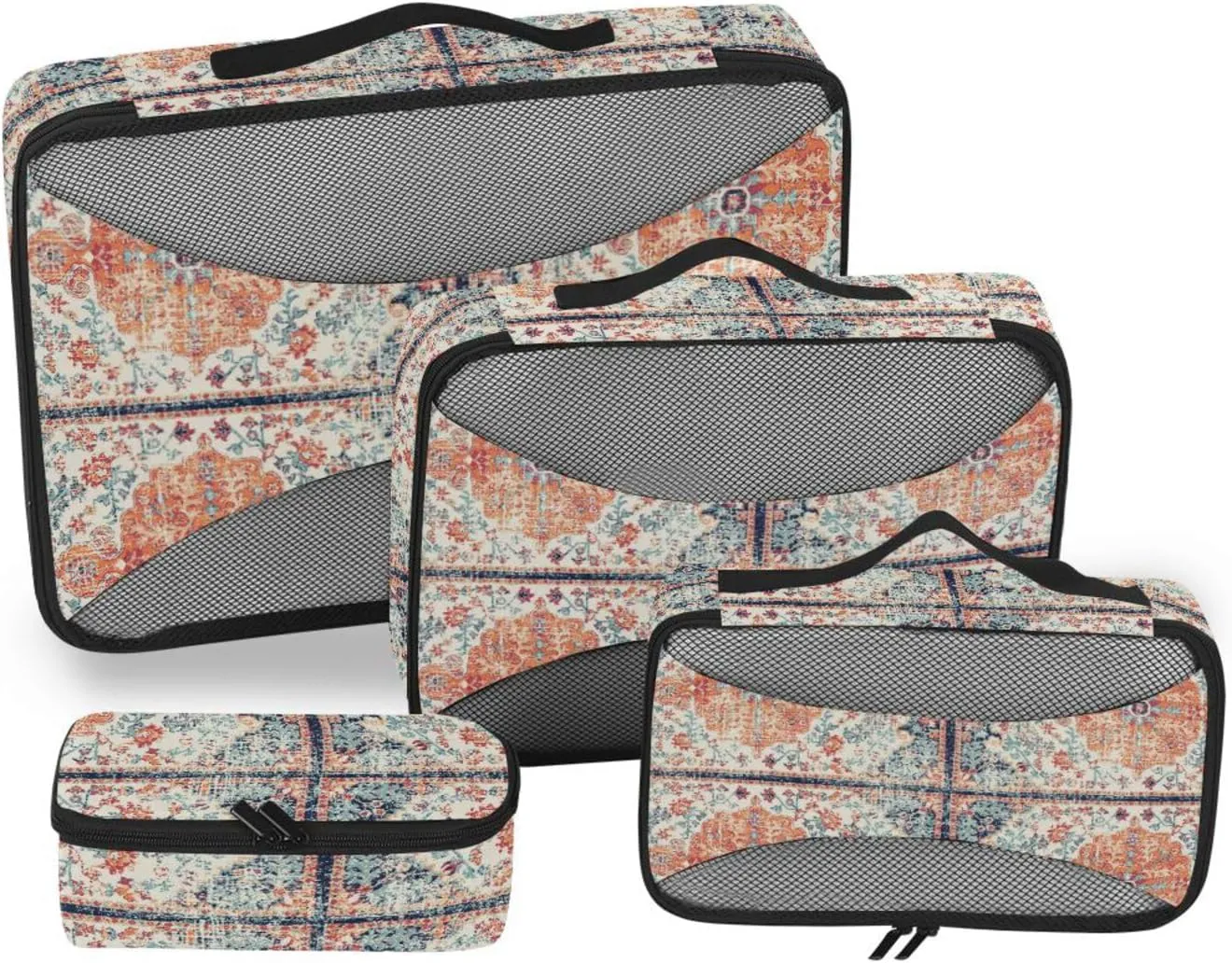 Travel Packing Cubes 4 Set Suitcase Organizer Travel Compartment Organizer Bags Pqcking Cubes Boho Ethnic